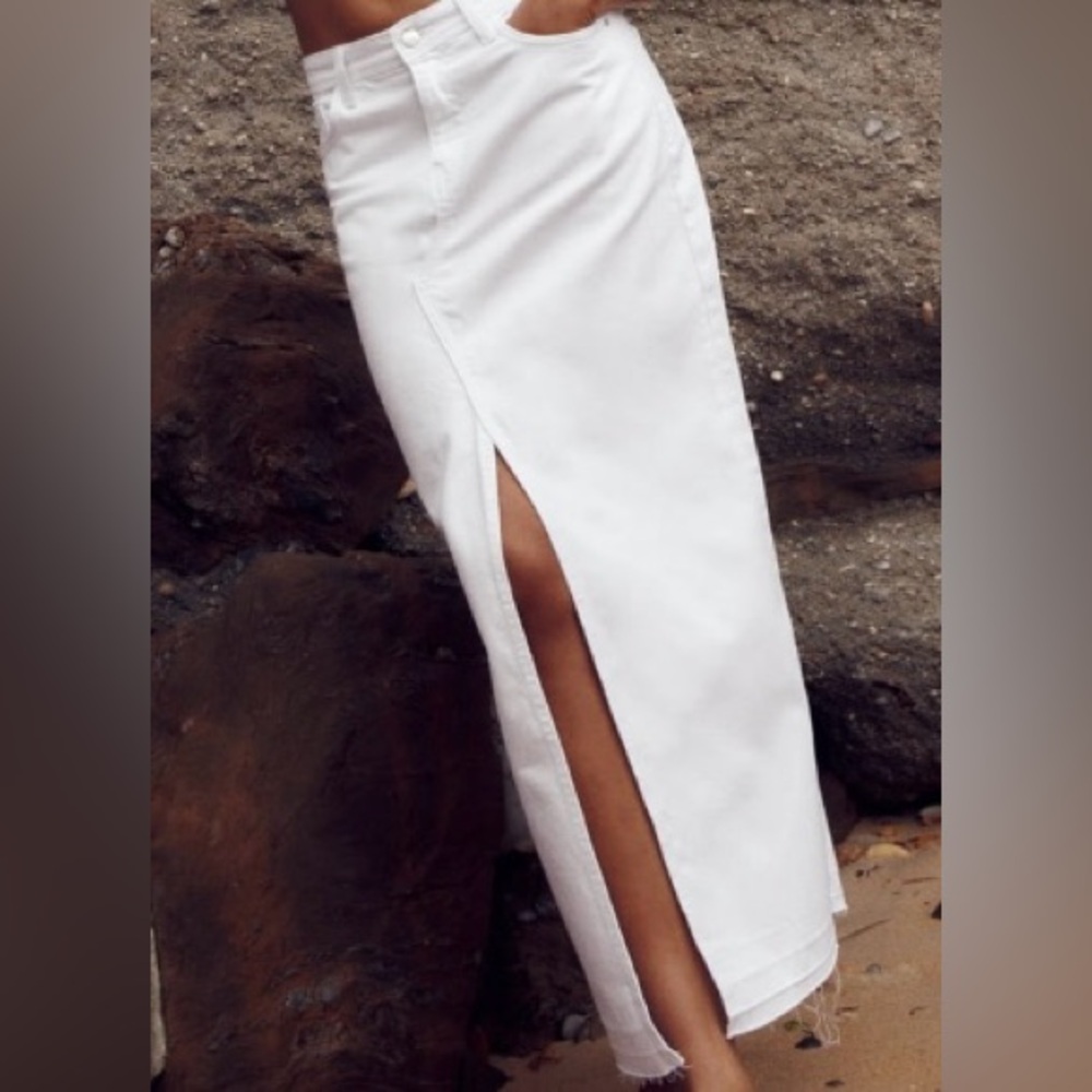 White Denim Long Skirt